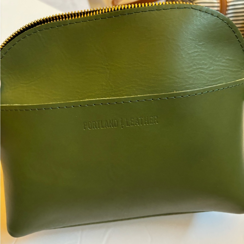 Portland Leather Olive Green Crossbody Bag with Gold Zipper